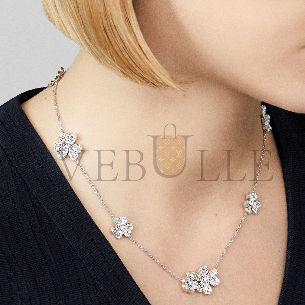 VAN CLEEF ARPELS FRIVOLE NECKLACE, 9 FLOWERS - WHITE GOLD, DIAMOND  VCARN25400